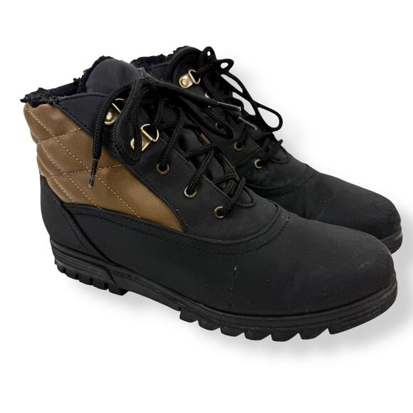 Vintage 80's waterproof black and brown lace up boots by JUDITH SPORT - Picture 4 of 14